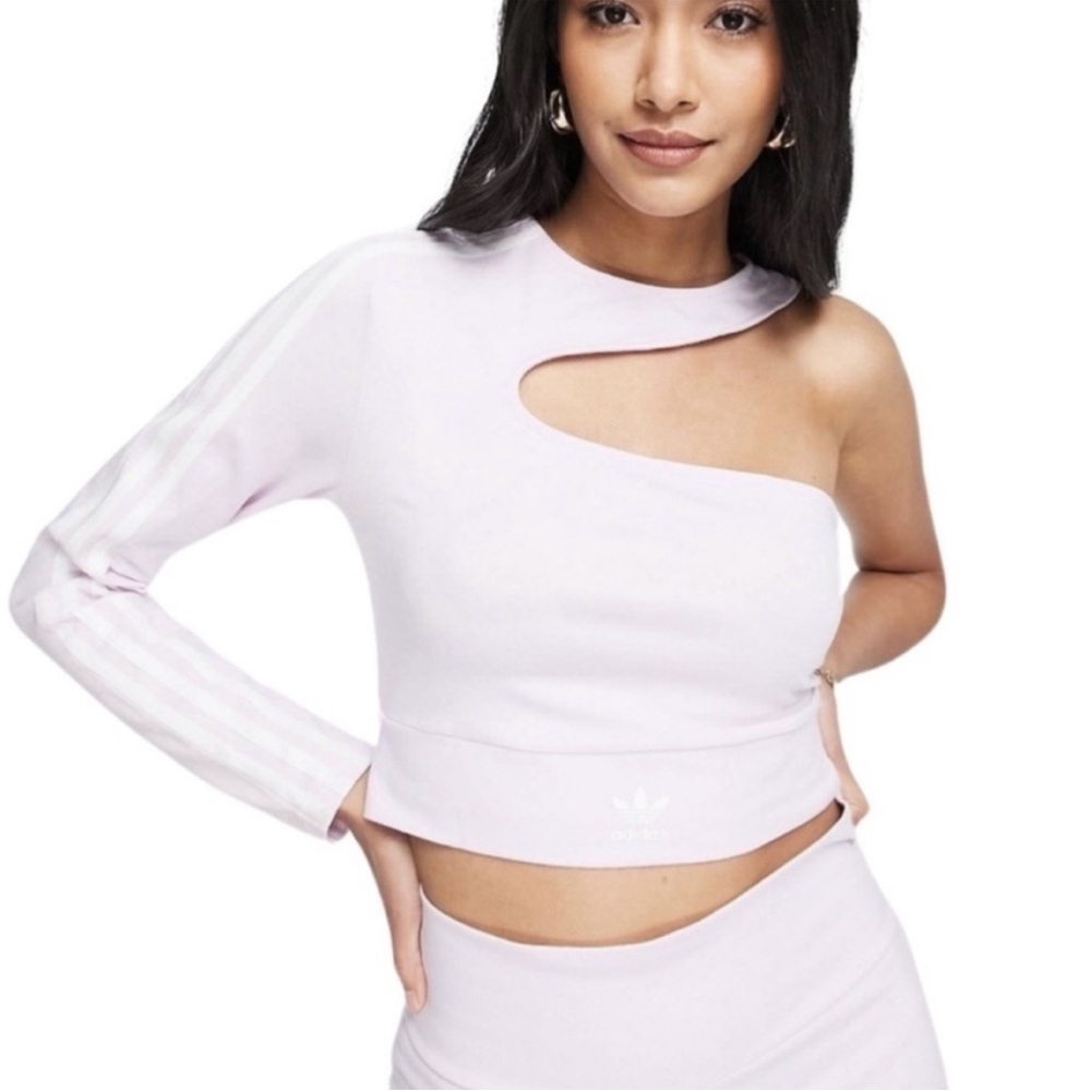 Adidas Originals Women’s Pink One-Shoulder Cutout Crop Top - Size Large